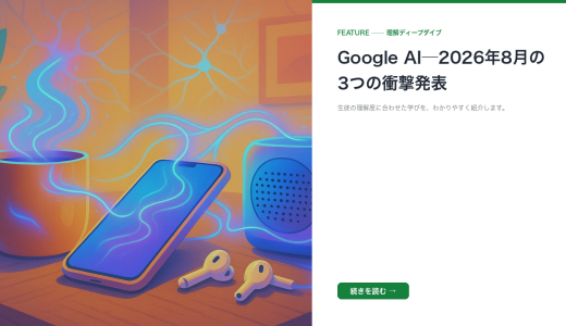 Google AI─2026年8月の3つの衝撃発表
